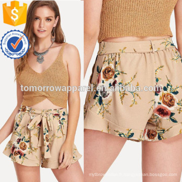 Floral Print Self Shorts Fabrication Vêtements en gros de mode femmes (TA3025B)